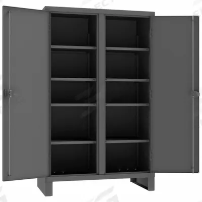 DURHAM MFG Storage Cabinet: 48 in x 24 in x 78 in, 8 Adj Shelves, 2 Doors, Legs, Gray - Shelf-Style Shift Cabinets