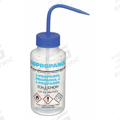 DYNALON Wash Bottle: 500 mL, Isopropanol, Blue, Wide, Std Spout Spout, White - Wide Mouthed Standard Spout Wash Bottles