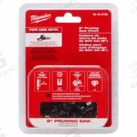 MILWAUKEE Chainsaw Chain: 8 in Compatible Bar Lg, 3/8 in, 0.04 in Gauge, 33 Links (MPN 49-16-2750). Key specifications — attr977596: MILWAUKEE; attr977598: Milwaukee®; attr977603: 3/8 in.