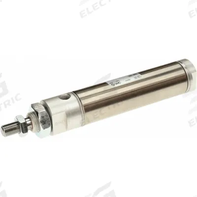 SMC Round Body Cylinder: 1 1/4 in Bore, 3 in Stroke, Non-Repairable, Stainless Steel - Nose Mount Cylinders