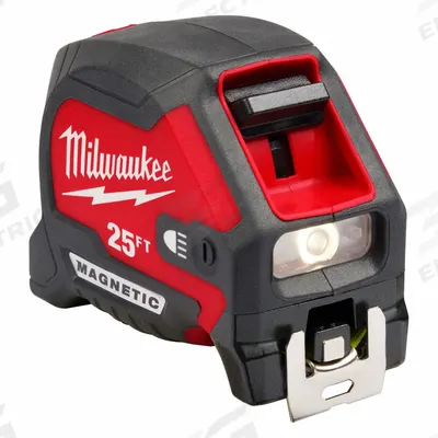 MILWAUKEE Tape Measure: Magnetic Single Hook Tip, 25 ft, Plastic - Standard (Inch) Tape Measures