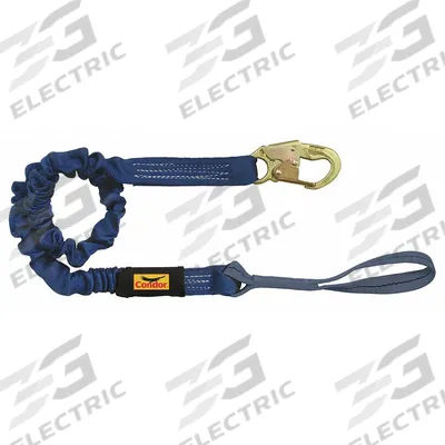 CONDOR Shock-Absorbing Lanyard: Tubular Webbing, Steel Snap Hook, Polyester Web Loop - General Fall Protection Shock-Absorbing Lanyards