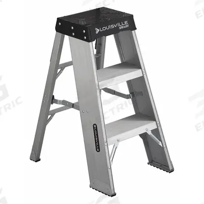 LOUISVILLE LADDER Step Stool: 3 Steps, 3.3 ft Overall Ht, 375 lb Load Cap - Folding Step Stools