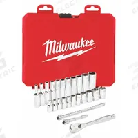 MILWAUKEE Socket Wrench Set: 1/4 in Drive, 26 Piece, 6-Point, SAE, 5/32 in to 9/16 in (MPN 48-22-9404). Key specifications — attr1224269: 1/4 in; attr1204638: Drive Tools Included; attr1204650: 5/32 in to 9/16 in; attr1204673: Socket Bits Not Included; attr1204681: Wrenches Not Included; attr1204688: MILWAUKEE; attr1224230: Friction; attr1206170: Standard Sockets.