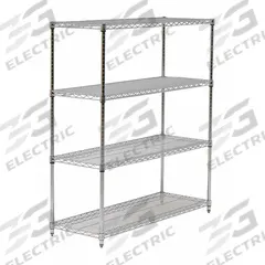 APPROVED VENDOR Wire Shelving Unit: Starter, 42 in x 18 in, 74 in Overall Ht, 4 Shelves, Dry, Silver (MPN 45VX74). Key specifications — Recommended Environments: Dry; Color: Silver; Finish: Chrome; Material: Steel; Brand: APPROVED VENDOR.