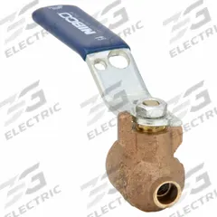 NIBCO Manual Two-Way Ball Valve: 1/4 in, Bronze, Straight, Sweat x Sweat, Full Port, Two-Piece, Blue (MPN S58570-1/4). Key specifications — Brand: NIBCO; Handle: Lever.