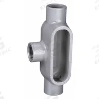 Conduit Outlet Body: Iron, 1 1/4 in Trade Size, T Body, 20 cu in Body Capacity, Threaded Hub (MPN T47). Key specifications — Finish: Powder Coated; For Use With: IMC; Brand: HUBBELL KILLARK; Hub Style: Threaded; Mfr. Series: Duraloy 7.