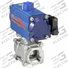 DYNAQUIP CONTROLS Pneumatically Actuated Two-Way Ball Valve: 1 1/2 in, Stainless Steel, FNPT x FNPT (MPN P3S27AJDA063A). Key specifications — Brand: DYNAQUIP CONTROLS; Pilot Solenoid Voltage: 115V AC.