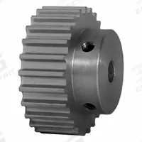 DAYTON Timing Pulley: Curvilinear, Fixed, For 9 mm Belt Wd, 25 Teeth, 5 mm Pitch, Aluminum (MPN 25-5M09-6A3). Key specifications — Brand: DAYTON; Finish: Clear Anodized; For Belt Series: Powerhouse®.
