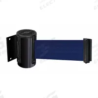 TENSABARRIER Retractable Belt Barrier: Fixed Mounting Plate, 7 1/2 ft Belt Lg, Pattern, Blue (MPN 896-STD-33-STD-NO-L5X-C). Key specifications — Frame Color: Black; Brand: TENSABARRIER; Belt Color: Blue.