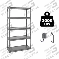 APPROVED VENDOR General Purpose Boltless Metal Shelving: Standalone, Heavy Duty, 30 in x 12 in, Open (MPN ATB-D30-12-60-5B). Key specifications — attr54754: Powder Coated; attr59549: 2000 lb; attr17396: Laminated Board; attr17398: Dark Grey; attr17401: Standard; attr35179: APPROVED VENDOR; attr54753: Heavy Duty; attr59360: Open.