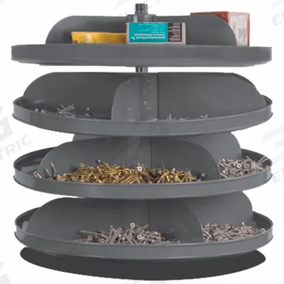 DURHAM MFG Revolving Storage Bin: 17 3/8 in x 17 in, 4 Levels, Flat Bottom - Revolving Storage Bins with Flat-Bottom Shelves