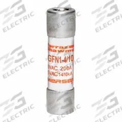 MERSEN Fuse: GFN Series, Midget, Time-Delay, 1.4 A, 250 V AC, 13/32 in x 1 1/2 in, Indicating (MPN GFN1-4/10). Key specifications — Series: GFN; Brand: MERSEN.