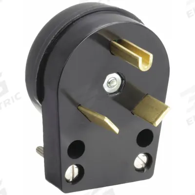 HUBBELL Straight Blade Plug: TT-30P, 125V AC, 30 A, 2 Pole, 3 Blade, Black (MPN HBLTT30P) - Angled Plugs