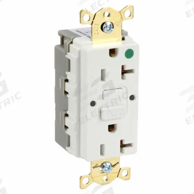 HUBBELL GFCI Receptacle: Hospital Grade Fed. Spec., Decorator Duplex, 5-20R, White, GFCI - General Purpose Receptacles