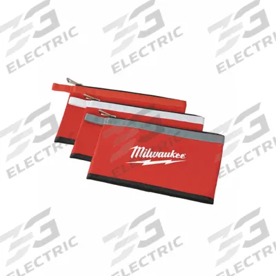 MILWAUKEE Tool Bag: 12 1/2 in W x 3/4 in D x 8 in H, Red, Canvas, 1 Inside Pockets - Canvas Flat Zippered Tool Bag Sets