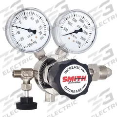 SMITH EQUIPMENT High Purity Gas Regulator: Single Stage, CGA 346 Inlet, 1/4" Tube Outlet, 50 psig (MPN 211-0305). Key specifications — Brand: SMITH EQUIPMENT; Manufacturer Part Number: 211-0305; Diaphragm Material: Stainless Steel; Outlet Connection: 1/4" Tube; Inlet Connection: CGA 346.