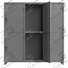 STRONG HOLD Locker: 72 in x 24 in x 75 in, Solid, 2 Tiers, 3 Units Wide, Padlock Hasp, Assembled (MPN 66-6D-24-2T-L). Key specifications — Brand: STRONG HOLD; Locker Color: RAL 7037 "Dusty Gray"; Door Type: Solid; Locker Material: Steel; Assembled: Assembled; Number Plate Included: No.