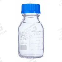 GLOBE SCIENTIFIC Media Bottle: 250 mL, Screw-On, GL45, 138 mm, Colorless, Closure Included, Attached (MPN 8100250). Key specifications — Closure Type: Screw-On; Mouth Size: Wide; Screw Closure Size: GL45; Brand: GLOBE SCIENTIFIC; Body Color: Colorless.
