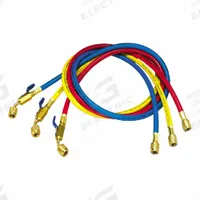 YELLOW JACKET Hose: 14 in Lg, Blue/Red/Yellow, Nylon, 3 Hoses, Ball Valve (MPN 29485). Key specifications — Brand: YELLOW JACKET; Includes Valve: Yes.