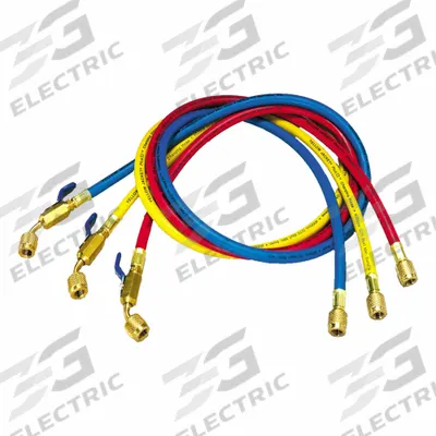 YELLOW JACKET Hose: 14 in Lg, Blue/Red/Yellow, Nylon, 3 Hoses - Charging Hose Sets