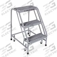 COTTERMAN Step Stool: 2.5 ft Overall Ht, 450 lb Load Cap, 3 Steps, Steel, 2.5 ft Standing Ht (MPN 1003N1820A3E10B3C1P1). Key specifications — attr1051722: Rolling Step Stool; attr1055542: Not Stackable; attr1051712: Replacement Foot Pads; attr1051697: COTTERMAN; attr1051699: (4) Swivel; attr1051702: Gray; attr1051707: Rubber; attr1051708: Slip-Resistant.