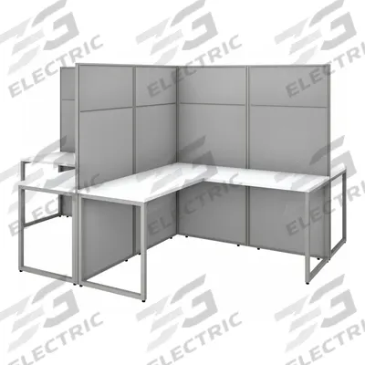 BUSH BUSINESS FURNITURE Modular Cubicle Workstation: 66 in Overall Ht, 119 in Overall Wd - Office Cubicles with Privacy Panels