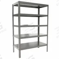 DURHAM MFG Metal Shelving: Standalone, Extra-Heavy-Duty, 48 in x 24 in, 72 in Overall Ht, 5 Shelves (MPN HDS-244872-95). Key specifications — Frame Material: Steel; Shelving Material: Steel; Assembled: Unassembled; Color: Gray; Brand: DURHAM MFG.