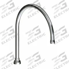 CHICAGO FAUCETS Spout: Spout, Gooseneck, Std Spout, Brass, Polished Chrome, Laminar, UNEF (MPN GN10ARGDJKABCP). Key specifications — Includes: Mounting Hardware; Product Type: Spout; Spout Style: Standard; Body Material: Brass; Color/Finish: Polished Chrome; Brand: CHICAGO FAUCETS.