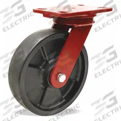 HAMILTON Plate Caster: Swivel, Nylon, 8 in Wheel Dia, 2 in Wheel Wd, 9 3/4 in Mounting Ht, Rectangle (MPN S-HSK-8HNY-H4SL-FB). Key specifications — attr1100083: Tan; attr1100117: HAMILTON; attr1172832: Swivel with Brake.