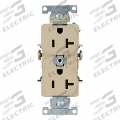 LEVITON Plugs and Receptacles: Duplex, 5-20, Ivory, 125V AC, 20 A, 2 Pole / 3 Wire (MPN 5342-I)