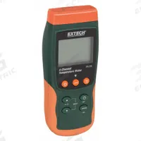 EXTECH Thermocouple Thermometer: For Type E/Type J/Type K/Type R/Type S/Type T Thermocouple Type (MPN SDL200). Key specifications — Accuracy: ±0.4 % + 1.8 °F/1 °C (Type J, K, E, T, Pt100 RTD); Brand: EXTECH; Thermocouple Temperature Fahrenheit - Maximum: 752 °F (Type T).
