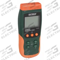EXTECH Thermocouple Thermometer: For Type E/Type J/Type K/Type R/Type S/Type T Thermocouple Type (MPN SDL200). Key specifications — Accuracy: ±0.4 % + 1.8 °F/1 °C (Type J, K, E, T, Pt100 RTD); Brand: EXTECH; Thermocouple Temperature Fahrenheit - Maximum: 752 °F (Type T).