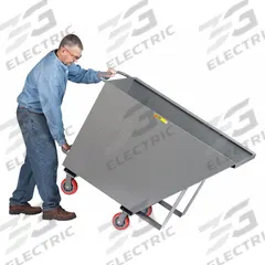 LITTLE GIANT Tilt Truck: 20.3 cu ft, 2,000 lb, 56 3/4 in L x 27 in W x 40 5/8 in H, Gray (MPN HT-2751-6PY). Key specifications — Color: Gray; Brand: LITTLE GIANT; Caster/Wheel Configuration: (2) Swivel.