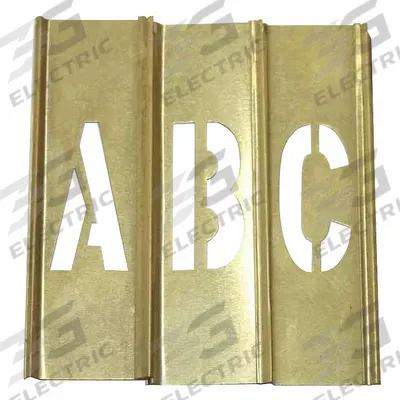 APPROVED VENDOR Stencil Set: A to Z/Punctuation, 1 1/2 in Character Ht, Brass - Brass Interlocking Stencil Sets