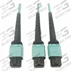 EATON TRIPP LITE Fiber Cable: (1) 24F MPO/PC Female (Aqua) x (2) 12F MPO/PC Female (Aqua), Method B (MPN N846D-03M-24BAQ). Key specifications — Fire Rating: Plenum; Jacket Material: PVC; Number of Fibers: Duplex; Fiber Type: OM4; Polarity: Method B; Brand: EATON TRIPP LITE; End 1 Connection Gender: Female; End 1 Contact Type Finish: PC.