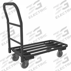 DURHAM MFG Platform Truck: 1,400 lb, 35 7/8 in L x 24 in W x 8 5/8 in H Deck, Tube, 14 ga Deck, Std (MPN EPTT243695). Key specifications — Side Panel Type: No Side Panels; Brand: DURHAM MFG; Color: Gray; Caster/Wheel Configuration: (2) Swivel.