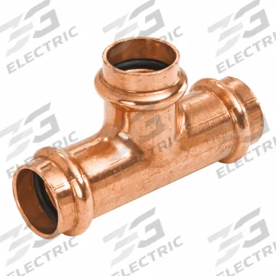NIBCO Crimp Tee: Tee, 2 in CTS x 1/2 in CTS x 2 in CTS size - Plumbing Copper & Bronze Press Tube Fittings