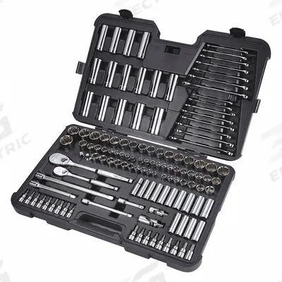 WESTWARD Socket Set: 3/8 in, 1/2 in Drive, 127 Piece, 12-Point/6-Point - SAE & Metric Socket Sets with Drive Tools