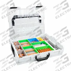 WAGO Electrical Interconnection Kit: 187 Pieces, 24 AWG – 10 AWG Wire Sizes (MPN 0821-0153). Key specifications — Manufacturer Part Number: 0821-0153; Brand: WAGO; Series: 221; Tool Included: Mounting Carriers.