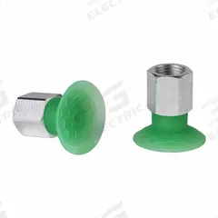 SCHMALZ Vacuum Pad Assembly: Flat, G1/4 in Vacuum Port, 31.5 mm Pad Dia, Food Grade Silicone Rubber (MPN 10.01.01.14257). Key specifications — attr1019136: 10.01.01.14257; attr1019138: SCHMALZ; attr1019139: 55 A.