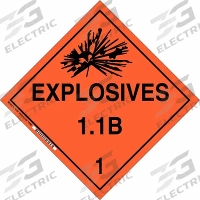 BRADY Container Placard: Explosives 1.1 B 1, 10 3/4 in x 10 3/4 in, 10 3/4 in Label Ht - Class 1: Explosives