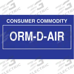 TAPECASE DOT Handling Label: Consumer Commodity/ORM-D-AIR, 2 1/2 in x 1 1/2 in, Paper, Label, 50 PK (MPN 16V020). Key specifications — Message: ORM-D-AIR; Brand: TAPECASE.