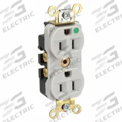 HUBBELL Receptacle: Hospital Grade Fed. Spec., Duplex, 5-15R, Gray, 125V AC, 15 A, 2 Pole / 3 Wire (MPN HBL8200ILGY)