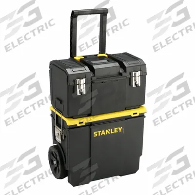 STANLEY Rolling Tool Box Set: 18 1/2 in W 11 5/8 in D 24 5/16 in H, Plastic, Black - Plastic Rolling Tool Box Sets