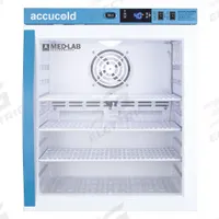 ACCUCOLD Lab Refrigerator: 1 cu ft, Tabletop, 2°C to 10°C, 19 3/4 in Overall Dp, Swing Glass, R-600a (MPN ARG1ML). Key specifications — Door Opening Style: Right; Color: White; Alarm Type: Door Ajar; Manufacturer Part Number: ARG1ML; Brand: ACCUCOLD; Product Type: Lab Refrigerator; Door Type: Swing Glass; Refrigerant Type: R-600a.