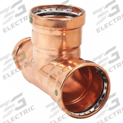 VIEGA PROPRESS Crimp Tee Fitting: Tee, 3 in CTS x 2 in CTS x 3 in CTS size - Plumbing Copper & Bronze Press Tube Fittings