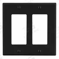 HUBBELL Wall Plate: Decorator-Rocker, 2 Gang, Black, Std Size (MPN P262BK). Key specifications — Brand: HUBBELL; Material: Polycarbonate.