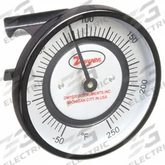 DWYER Clip Pipe Mount Dial Thermometer: -50°F to 250°F, +/- 2% Accuracy, 2 in Dial Dia (MPN STC351). Key specifications — Accuracy: +/- 2%; Brand: DWYER.