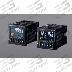 OMRON Electronic Counter: Front Panel Mounting, 19 1/4 in x 2 in, cUL/cUR, 30 Hz Count Speed - Max (MPN H7CC-AD). Key specifications — Features: Replacement Time Notification Function Notifies the user of Potential Preventive Maintenance; Mounting Style: Flush; Output Rating: 3A; Standards: cUL; Brand: OMRON; Manufacturer Part Number: H7CC-AD.